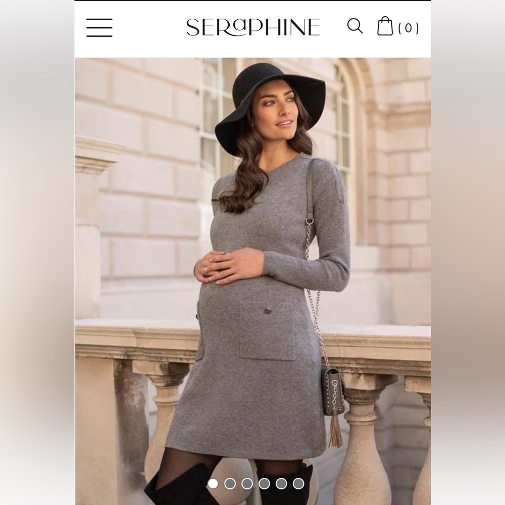 Seraphine Knitted Maternity & Nursing Dress with Pockets